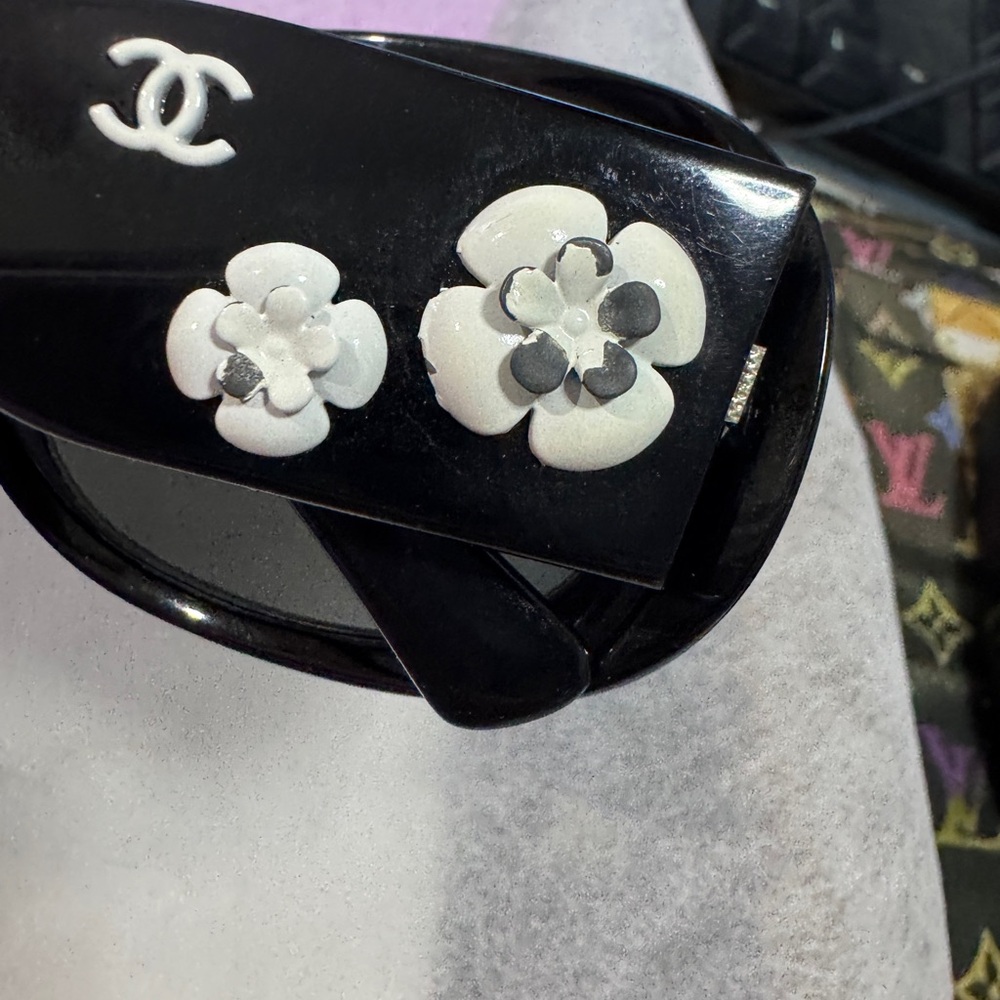 CHANEL Black white Camelia flowers Sunglasses RX for prescription - Picture 8 of 14